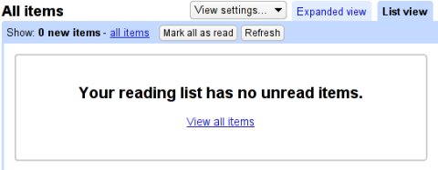 Google Reader vacío